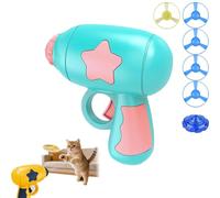ZHENWO Flying Disc Launcher Toy， Interactive Cat Fetch Toy Set，Cat Fetch Toy Launcher，Colorful Flying Propellers & Disc for Outdoor/Indoor Play - Tracking Interactive Toys (Light Blue)