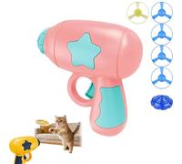 ZHENWO Flying Disc Launcher Toy， Interactive Cat Fetch Toy Set，Cat Fetch Toy Launcher，Colorful Flying Propellers & Disc for Outdoor/Indoor Play - Tracking Interactive Toys (Pink)