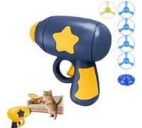 ZHENWO Flying Disc Launcher Toy， Interactive Cat Fetch Toy Set，Cat Fetch Toy Launcher，Colorful Flying Propellers & Disc for Outdoor/Indoor Play - Tracking Interactive Toys (Dark Blue)