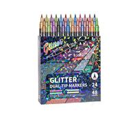 ZHENWO Glitter Effect Brush Markers, Glitter Pens,24/48/72/96 Colors Outline Markers Metallic For Cards, Diy Crafts, Writing, Adults Coloring, Art Supplies (48 colors)