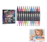 ZHENWO Glitter Effect Brush Markers, Glitter Pens,24/48/72/96 Colors Outline Markers Metallic For Cards, Diy Crafts, Writing, Adults Coloring, Art Supplies (24 colors)