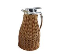 Zhenwo Jarra De Aislamiento De Café De Acero Inoxidable - 1,5 litros / 50 Oz Carrafa Aislada De Vacío De Doble Cáscara con Cuerpo De Ratán Hecho A Mano,2