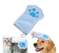 ZHENWO Pet Cleaning Towels Gloves, Dog Cleaning Towels Glove for Dogs and Cats,Microfibre Dog Towel, Pet Hair Glove,Cute Cat Paw Gloves Towel,Cute Cats Paw Soft Towel for Wash Pets (Blue)