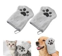 ZHENWO Pet Cleaning Towels Gloves, Dog Cleaning Towels Glove for Dogs and Cats,Microfibre Dog Towel, Pet Hair Glove,Cute Cat Paw Gloves Towel,Cute Cats Paw Soft Towel for Wash Pets (2 Grey)