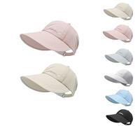 ZHENWO UPF Sun Protection Baseball Hat for Men and Women， Lightweight Wide Brim Outdoor Hats，Wide Brim UV Protection Cap, Adjustable Lightweight Quick Dry Sport Hat for Hiking Running (Pink+Beige)