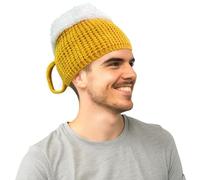 ZHER-LU Sombrero de cerveza, sombrero de punto divertido para hombres y mujeres, regalos novedosos para los amantes de la cerveza, cumpleaños, Navidad, Halloween (amarillo)