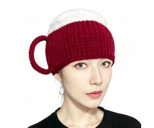 ZHER-LU Sombrero de cerveza, sombrero de punto divertido para hombres y mujeres, regalos novedosos para los amantes de la cerveza, cumpleaños, Navidad, Halloween (rojo)