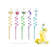 ZHERIKAH 12 Piezas Pajitas Reutilizables, Pajitas Rizadas Reutilizables, Cañitas Reutilizables, Decoración para Fiestas de Cumpleaños, Adecuado para Cócteles, Leche, Jugos y Té