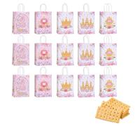 ZHERIKAH 15 Piezas Bolsa de Regalo de Recuerdo de Fiesta de Princesa, Castillo Bolsas de Regalos con Asas, Princesa Bols-As Papels Regalo, Adecuado para Niños, Fiestas, Cumpleaños, Bodas y Regalos