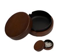 ZHERIKAH Cenicero con Tapa, Ceniceros Originales, Cenicero con Cáscara de Nogal e Interior de Acero Inoxidable, Adecuado para El Hogar, Oficina, Escritorio, Patio, Balcón Al Aire Libre