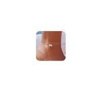 ZHESHY Tobillera Inicial Corazón Mujer Dobles Pulsera Tobilleras De 14 Quilates Oro Tobilleras Letra A-Z Impermeables Ajustable Juego De To Billeras Joyas De Pie De Verano Playa Para Mujeres Y Niñas
