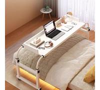 ZHFASDS Mesa sobre La Cama，Mesa De EnfermeríA Cruzada con 4 Ruedas Bandeja De Comida Mesa MéDica con Longitud Y Altura Ajustables Mesa De Computadora para Mesa MéDica con Ruedas(Color:Blanco)