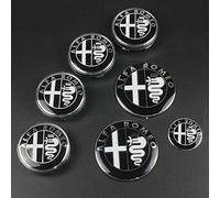 ZHFF 7 Piezas para Alfa Romeo 40MM Insignia del Volante 60 mm Tapa Central de la Rueda 74 mm Capó Tronco Coche Logo Emblema Insignia Emblema Car Styling