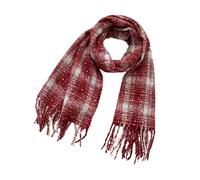 ZHGFXIN Bufanda de cuello a cuadros vintage con borlas para adultos, unisex, todos los accesorios a juego para mujeres y estudiantes, envoltura de invierno, rosso, Talla única