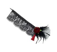 ZHGFXIN Elegante banda elástica de red ligera con adornos de rosa, ideal para cosplay, Halloween, eventos, encaje artificial, Rosa roja oscura, Talla única