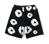 ZHGPUFF Pantalones Cortos de Verano Denim Tears, Pantalones Cortos de Verano Sueltos con Estampado de Espuma, Pantalones Cortos Hip Hop y2k y Estampado de Espuma Neutro(Negro,M)
