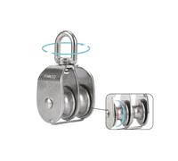 ZHGUIMING 1 bloque de polea de elevación giratoria multiusos, ruedas de elevación de acero inoxidable, poleas de doble rodillo resistentes.(M25)