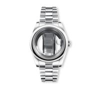 ZHGUIMING Caja de reloj de 36 mm/39 mm compatible con NH34, NH35, NH36, movimiento ETA2824, borde redondo de zafiro, resistente al agua hasta 100 m, correa de pulsera presidencial(A with date window,4