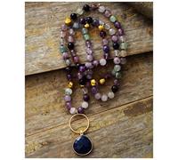 ZHGUIMING Collar con Colgante de lapislázuli y fluorita Morada con Piedras Naturales for Mujer, Collares de Moda atrevidos, joyería al por Mayor