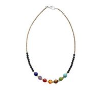 ZHGUIMING Collar de 7 Colores con Forma de Chakra, Piedra Natural, Piedra de Lava, Gargantilla for Mujer, Collares de Cadena con Cuentas de Semillas