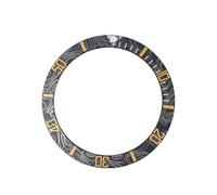 ZHGUIMING Inserto de Bisel de Reloj de 38mm de cerámica for Submariner Seiko Mods for GMT Fibra de Carbono Azul NH35 Accesorios de Reloj Caja Anillo Bisel(A5 Gold)