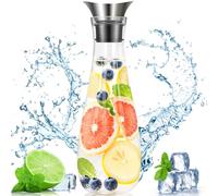 ZHHGOO Jarra de Agua de Vidrio,1500ml Botella de Cristal y Tapa de Inoxidable,Jarra de Cristal Transparente, Jarra de Vidrio Para Agua para Jugo Caliente Frío,Té,Leche y Café