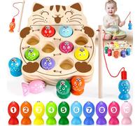 ZHHGOO Juego De Pescar para Niños,Juguetes Montessori 2 Años,Juegos Educativos Niños,Juguetes Madera Bebe,Regalo Niño 2 3 4 5 Años