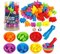 ZHHGOO Juguetes Montessori,47 Piezas Animales Salvajes Juguetes para Niños Aprende Contar para Contar,Motricidad Fina,Juego de Combinación de Color,Juguetes Educativos para Niños 3 4 5 Años