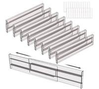 ZHHGOO Separadores de Cajones Ajustables,Juego de 8 Divisores de Organizador Cajones,Gris Transparente Divisor Cajones Expansible para Ordenacion Escritorios Cocina Cajón Baño Dormitorio