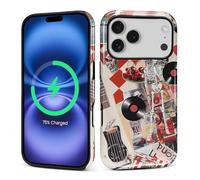 Zhhoya Funda para iPhone 17 Pro, diseño de collage de 8 bolas vintage con estampado brillante compatible con Magsafe, funda híbrida de 2 capas rígidas, protección para niñas, mujeres, niños y hombres