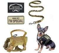 ZHHSUNY - Arnés para perro táctico ajustable con insignia bordada, cuerda de tracción reflectante suave, chaleco antifugas para perros, para caminar y entrenamiento (caqui)