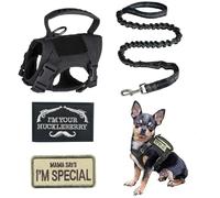 ZHHSUNY Arnés para perro táctico ajustable con insignia bordada, cuerda de tracción reflectante suave, chaleco antifugas para perros, para caminar y entrenar (Negro)