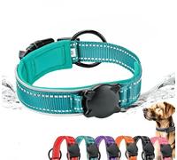 ZHHSUNY Collar de Perro Reflectante Aire Etiqueta,Etiqueta Impermeable de Perro de Cáscara,Suave Transpirable Collar de Perros con Soporte GPS (Azul, L)