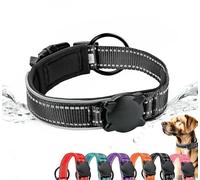 ZHHSUNY Collar de Perro Reflectante Aire Etiqueta,Etiqueta Impermeable de Perro de Cáscara,Suave Transpirable Collar de Perros con Soporte GPS (Negro, XL)
