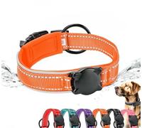 ZHHSUNY Collar de Perro Reflectante Aire Etiqueta,Etiqueta Impermeable de Perro de Cáscara,Suave Transpirable Collar de Perros con Soporte GPS (color naranja, S)