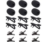 ZHHSUNY Combinación mixta de clips de corbata de metal para micrófono Lavalier, cubiertas de espuma para parabrisas de micrófono de solapa y clips de alambre de plástico Lav Mic, paquete de 6