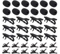 ZHHSUNY Combinación mixta de clips de corbata de metal para micrófono Lavalier, cubiertas de espuma para parabrisas de micrófono de solapa y clips de alambre de plástico Lav Mic, paquete de 12