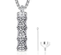 Zhi Kexin Collar de urna cilíndrica para cenizas humanas para mujeres y hombres, plata de ley 925, colgante conmemorativo de cremación Valknut, joyería de recuerdo para cenizas de un ser querido