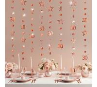 Zhiaek 39 Pies Decoracion Cumpleaños 30 Años Oro Rosa Guirnalda de Papel Banderines de Fondo para Cumpleaños de 30 Años Decoracion Fiesta 30 Aniversario