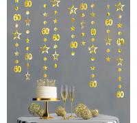 Zhiaek 39 Pies Decoracion Cumpleaños 60 Años Oro Guirnalda de Papel Banderines de Fondo para Cumpleaños de 60 Años Decoracion Fiesta 60 Aniversario