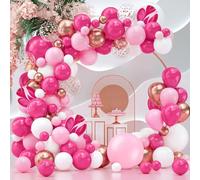 Zhiaek Kit Arco Globos Rosa Oro 100pcs Guirnalda de Globos Blanco Rosa Macaron con Globo Confeti con Cinta para Cumpleaños Fiesta, Baby Showers Decoración, Boda Bohemia, Bautizo Comunion, Graduación
