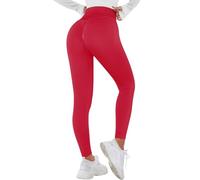 Zhiaek Leggins Deportivos Mujer Push Up Mallas Deporte Mujer Cintura Alta Elástico Mayas Deportivas Anticeluliticos Sin Costuras Pantalones Yoga para Fitness Running Gym Pilates Rojo L