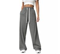 Zhiaek Pantalon Chandal Mujer con Bolsillos Pantalones Deporte Mujer Anchos Pantalones Jogger Cintura Elástica para Yoga Correr Gimnasio Jogging Casual Gris Oscuro L