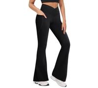 Zhiaek Pantalon Yoga Mujer con Bolsillos Pantalones Campana Mujer Elasticos Leggins Deportivos Cintura Alta para Pilates Ejercicio Danza Fitness Trabajo Casuales Chándal