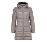 ZHIAN Chaqueta Acolchada De Invierno For Mujer, Larga, Ligera, Con Capucha, Plegable, Resistente Al Viento, Acolchada(Khaki,3XL)