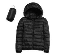 ZHIAN Chaqueta Acolchada Ligera For Mujer Grams Plegable Acolchada Con Capucha Chaquetas Acolchadas Delgadas A Prueba De Viento De Invierno(Noir,XL)