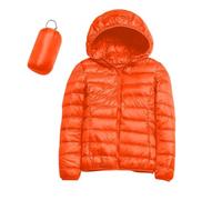 ZHIAN Chaqueta Corta Acolchada Con Capucha Y Ultraligera For Senderismo For Mujer Chaqueta Corta De Plumón Con Mangas Acolchadas Ligeras (Orange,M)
