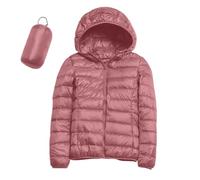 ZHIAN Chaqueta Corta Acolchada Con Capucha Y Ultraligera For Senderismo For Mujer Chaqueta Corta De Plumón Con Mangas Acolchadas Ligeras (Pink,XXL)