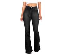 ZHIAN Jeans De Cintura Baja For Mujer, Corte Acampanado, For Niñas, Pantalones De Cintura Baja, Acampanados, Pierna Ancha, Holgados(Noir,XL)