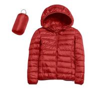 ZHIAN Mujer Invierno Manga Larga Color Cremallera Con Bolsillo Chic Ligera Cazadoras Funcional Único Plumíferos(Rouge,S)